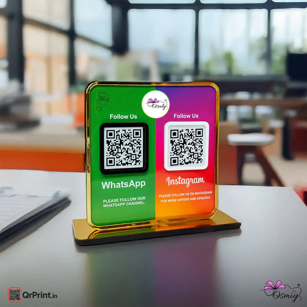Acrylic WhatsApp Instagram Qr Stand-QR Code Stand-Qr Print-QrPrint