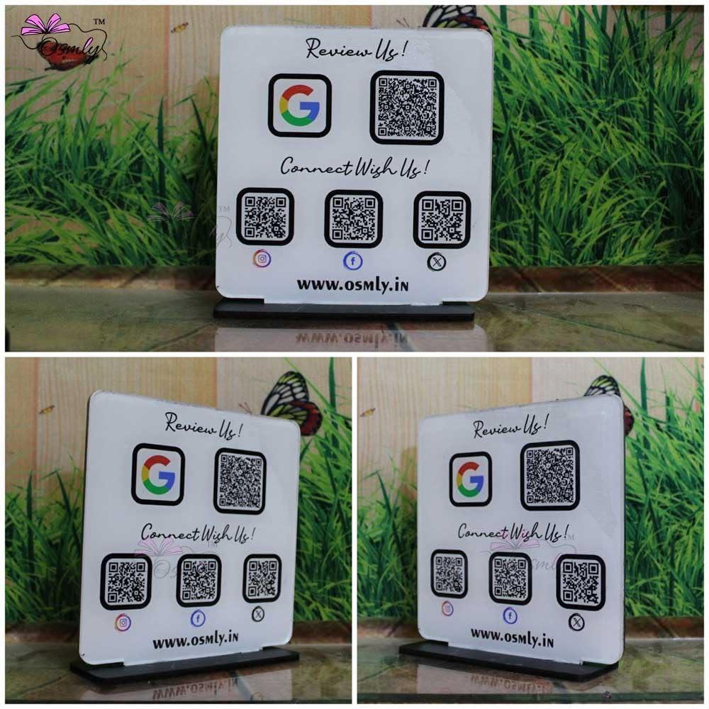 Black Border Double Side QR Stand - Qr Print