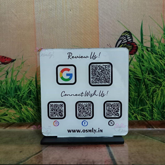Black Border Double Side QR Stand - Qr Print