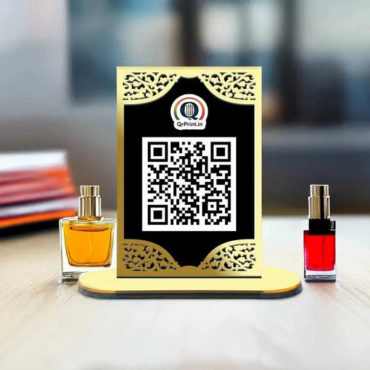 Gold Acrylic Single QR Stand-QR Stand-Qr Print-Qr Print