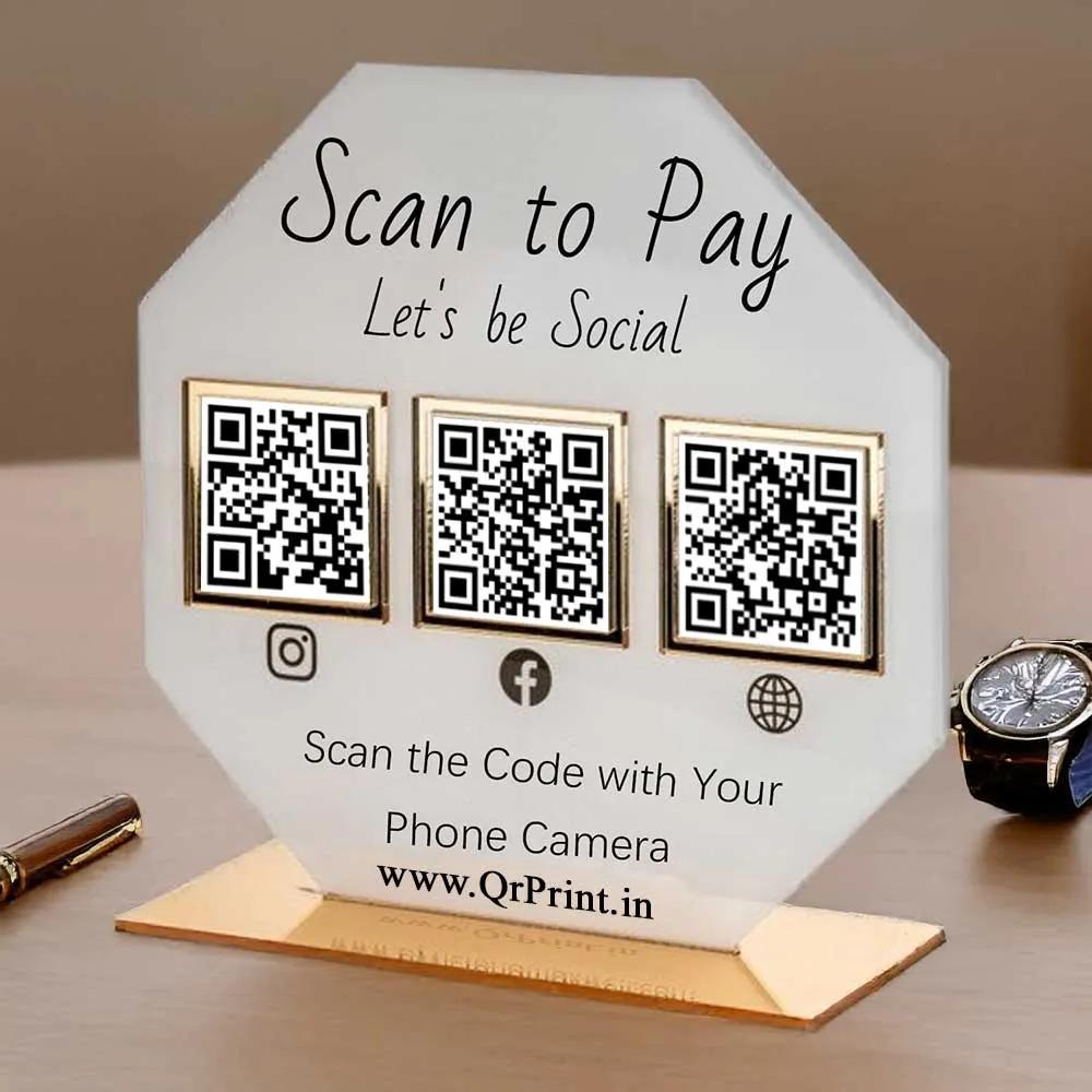 Hexa Acrylic QR Stand-QR Stand-Qr Print-Qr Print