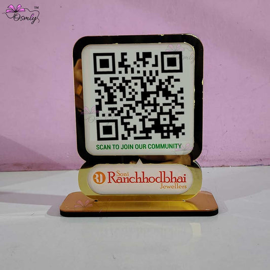 Gold Border Single QR Stand-QR Code Stand-Qr Print-OSMLY