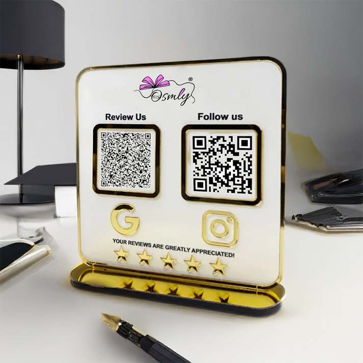 Gold Acrylic White QR Stand