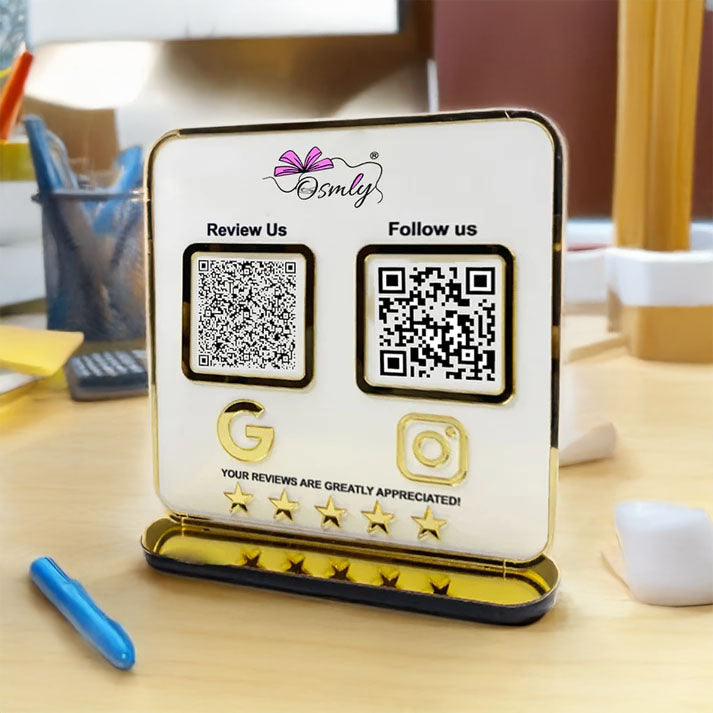 Gold Acrylic White QR Stand