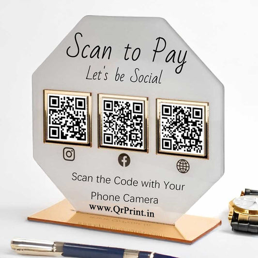 Hexa Acrylic QR Stand - Qr Print