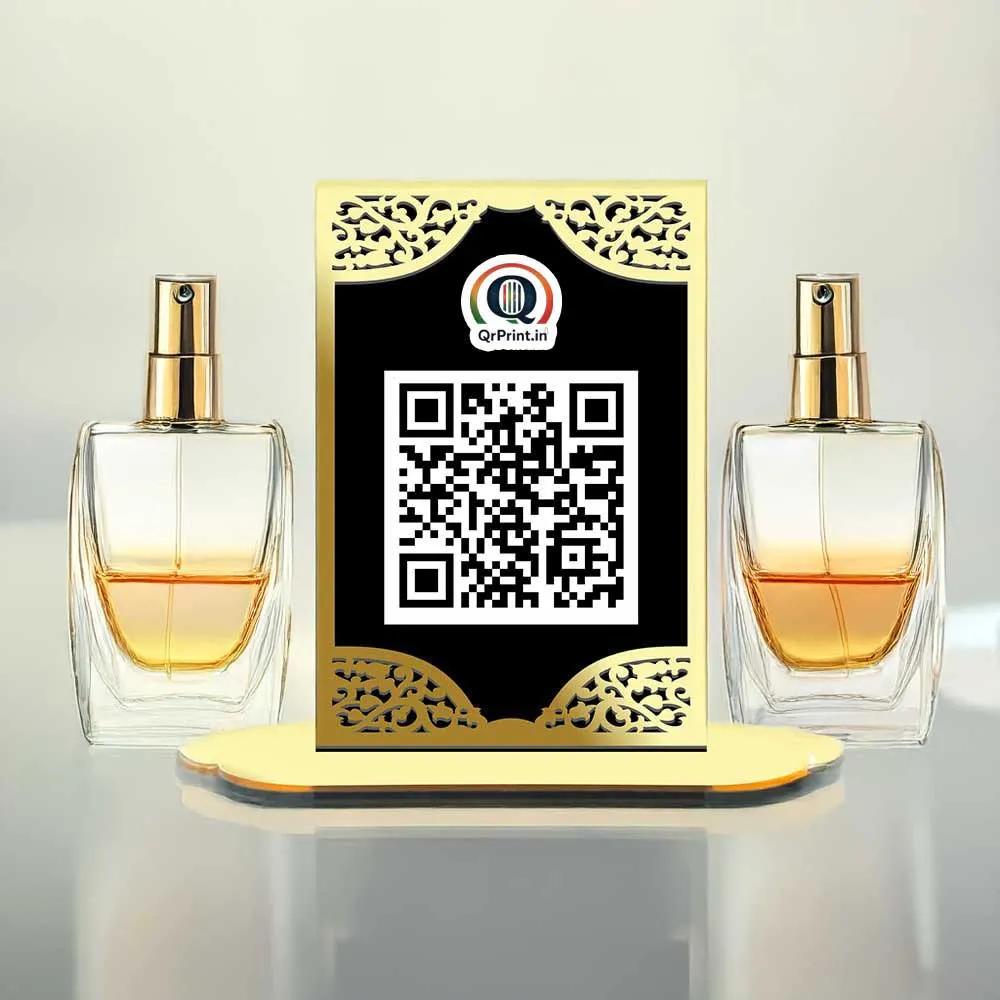 Gold Acrylic Single QR Stand-QR Stand-Qr Print-Qr Print