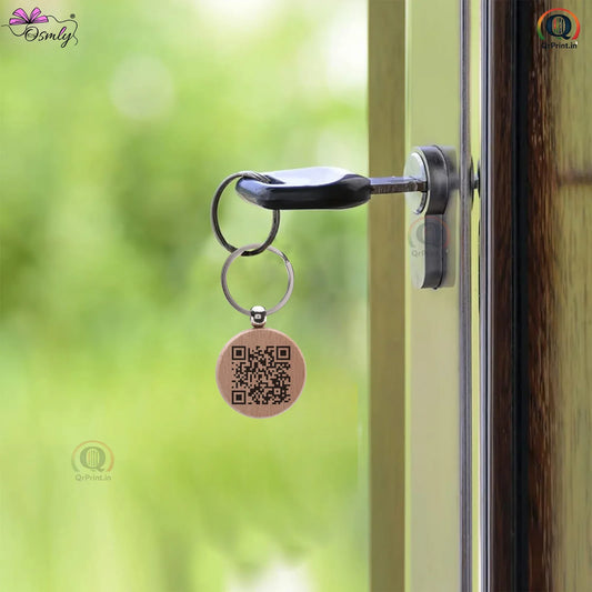 Wooden Round QR Keychain - Qr Print