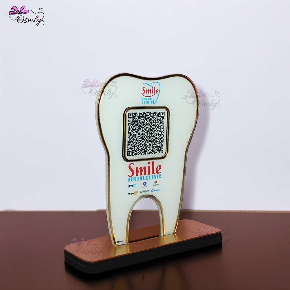 Tooth Shape UPI QR Stand-QR Code Stand-Qr Print-QrPrint