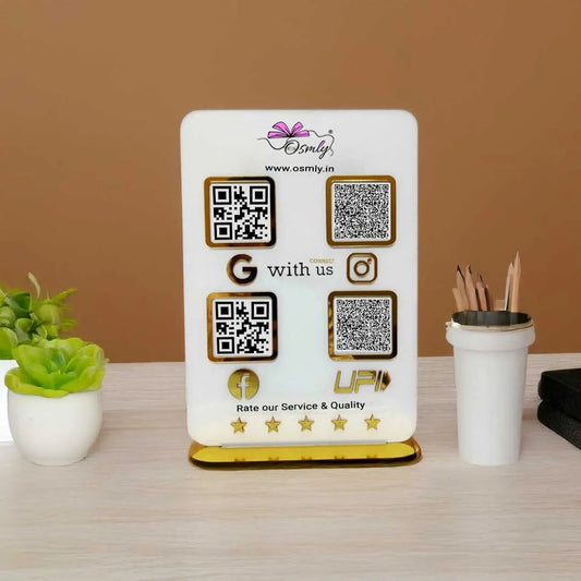 Acrylic Four QR Review Stand-QR Stand-Qr Print-Qr Print