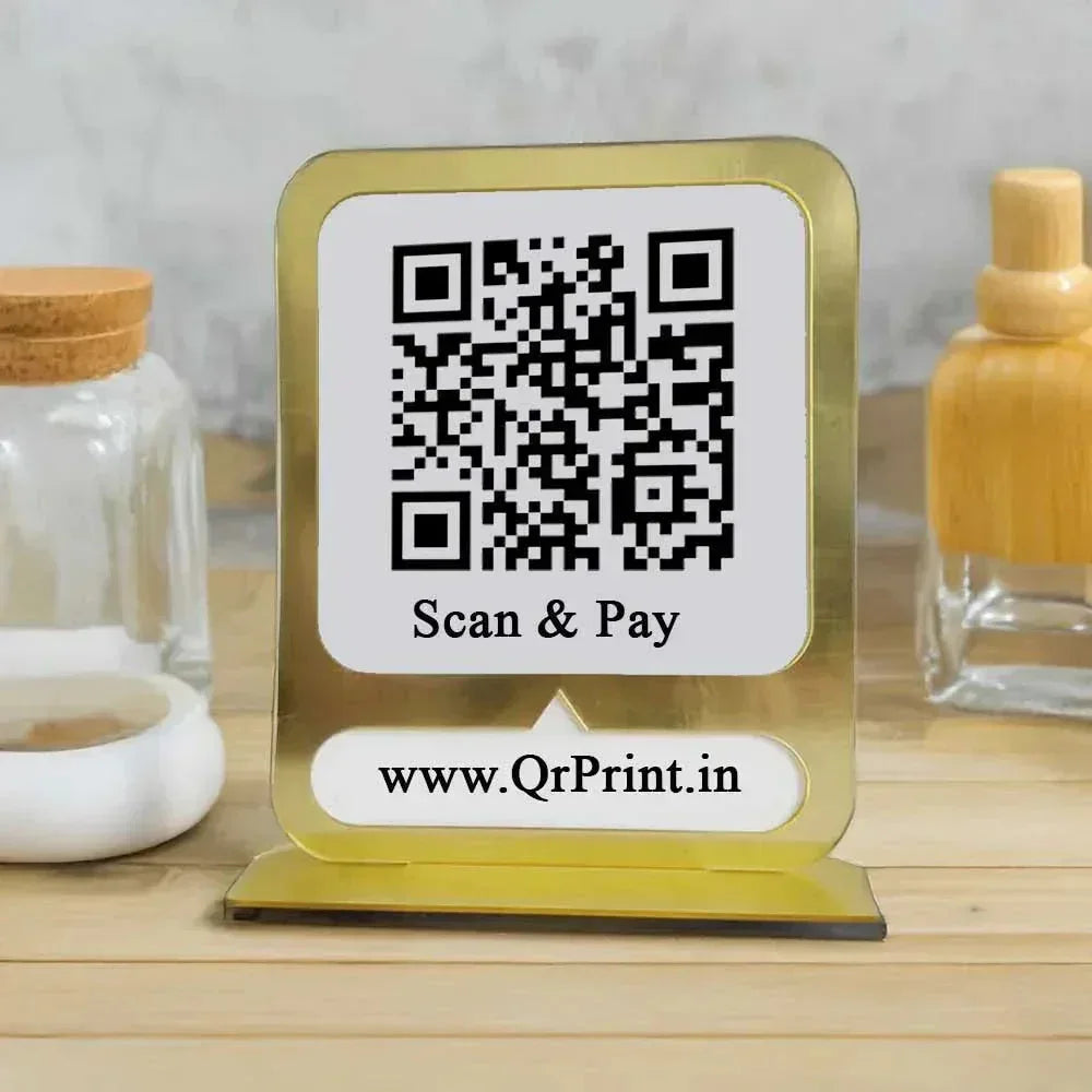 Customized Gold Border QR Stand-QR Code Stand-Qr Print-QrPrint