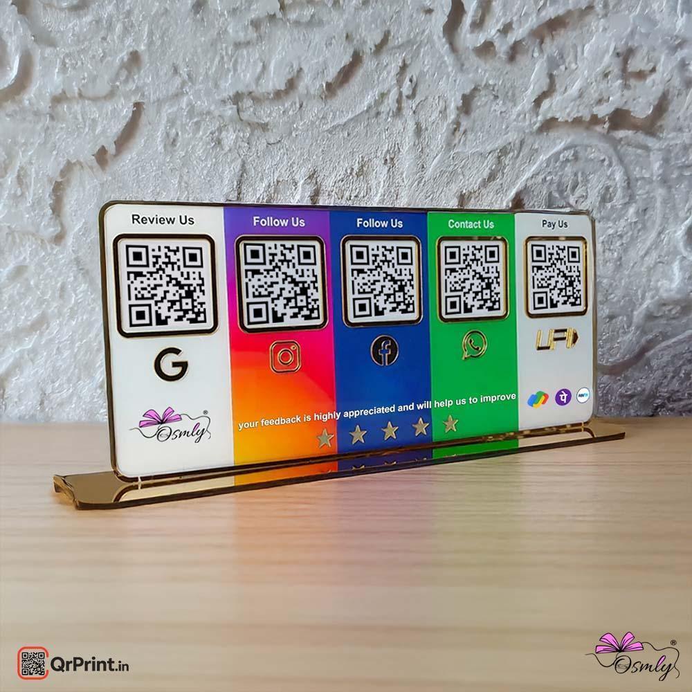 Customized Acrylic Five QR Stand-QR Code Stand-Qr Print-Qr Print