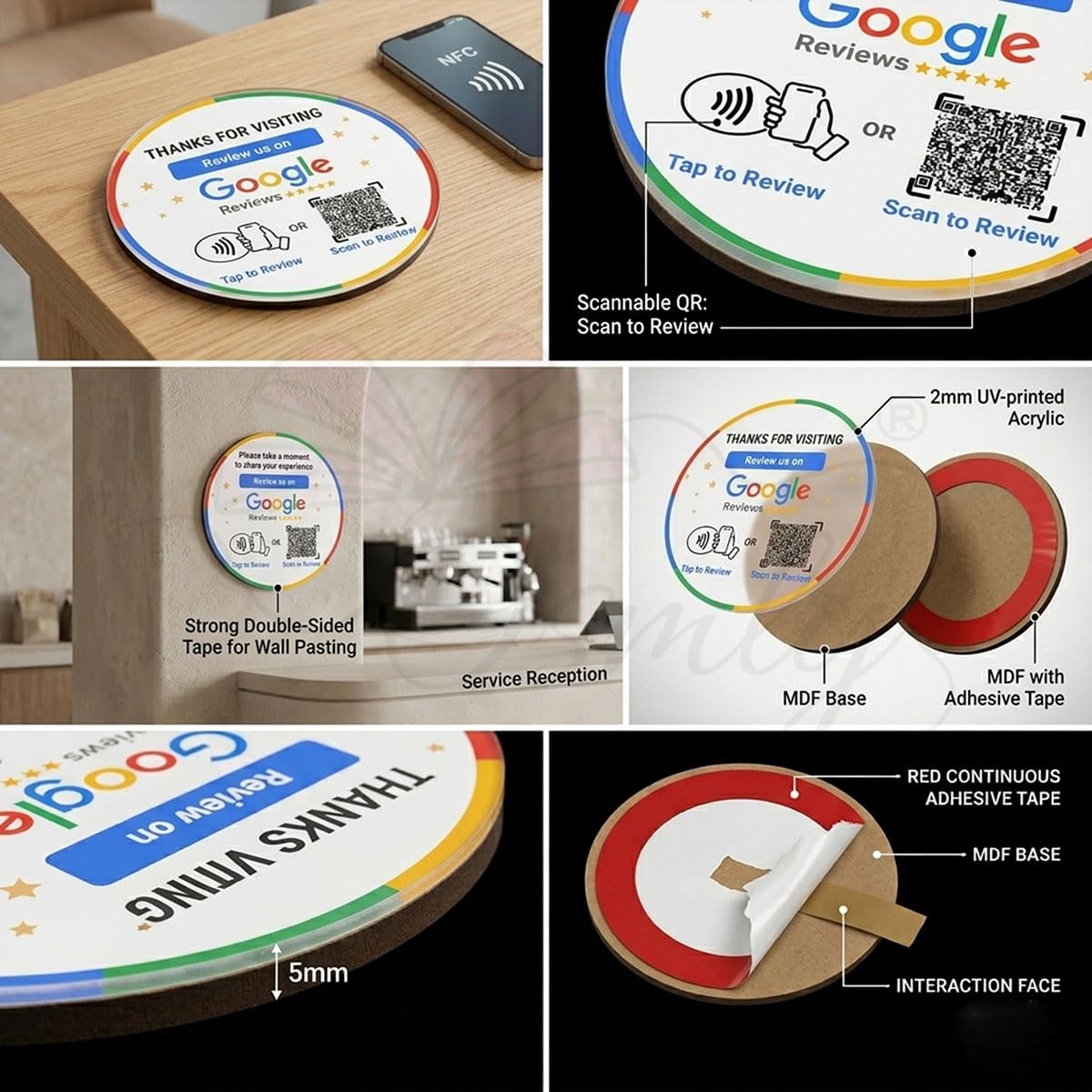 Acrylic Google QR NFC Tag-QR Code Stand-Qr Print-QrPrint
