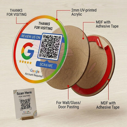 Acrylic Google Review Wall Mount-QR Code Stand-Qr Print-QrPrint