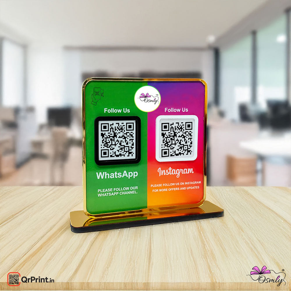 Acrylic WhatsApp Instagram Qr Stand - Qr Print