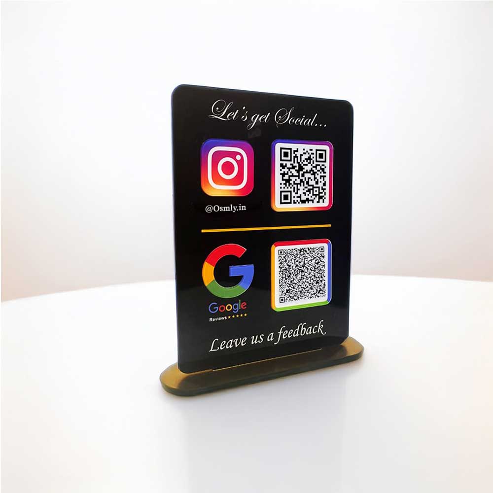 Black Instagram Google QR Stand