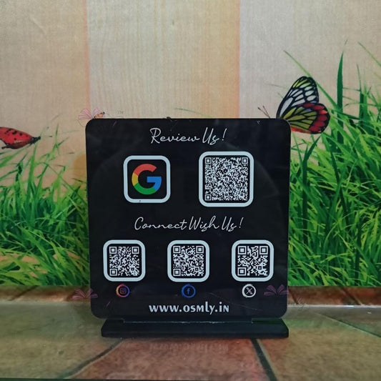 Black Border Double Side QR Stand - Qr Print