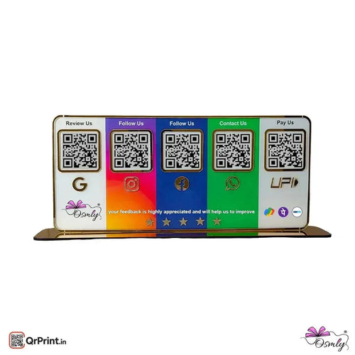 Customized Acrylic Five QR Stand-QR Code Stand-Qr Print-Qr Print
