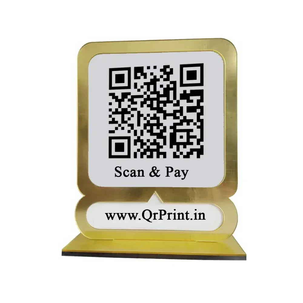 Customized Gold Border QR Stand-QR Code Stand-Qr Print-QrPrint