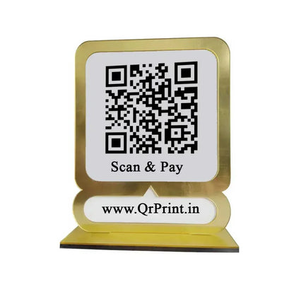 Customized Gold Border QR Stand-QR Code Stand-Qr Print-QrPrint