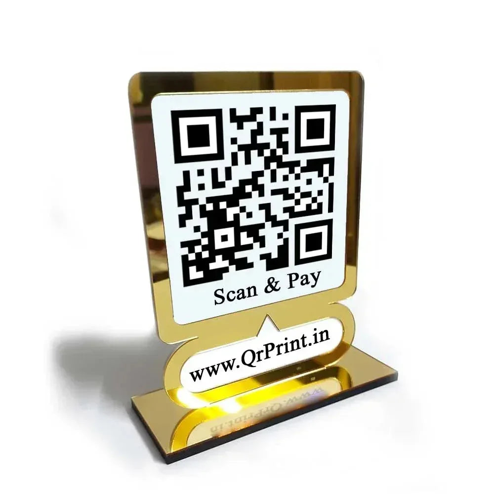 Customized Gold Border QR Stand-QR Code Stand-Qr Print-QrPrint