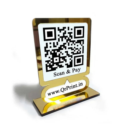 Customized Gold Border QR Stand-QR Code Stand-Qr Print-QrPrint