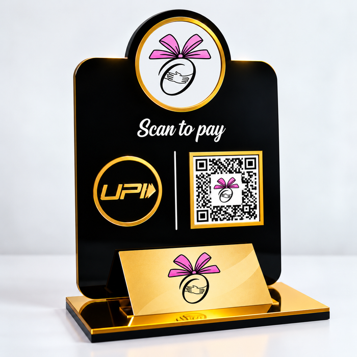 Elegant Gold Trimmed QR Stand