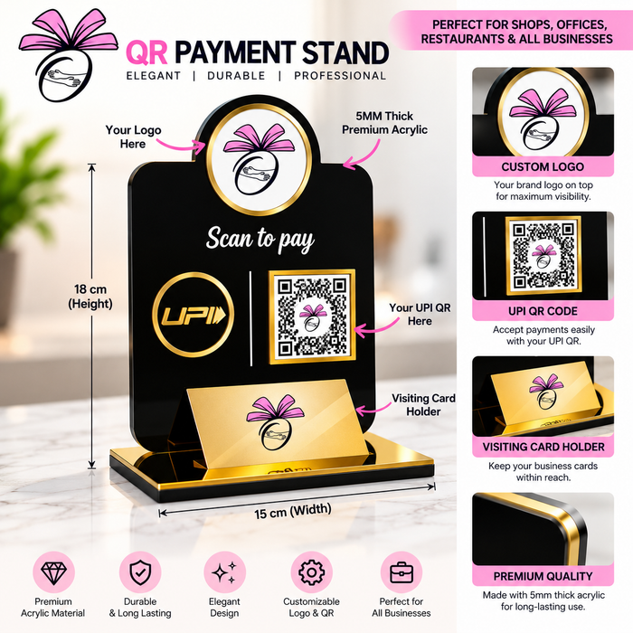 Elegant Gold Trimmed QR Stand
