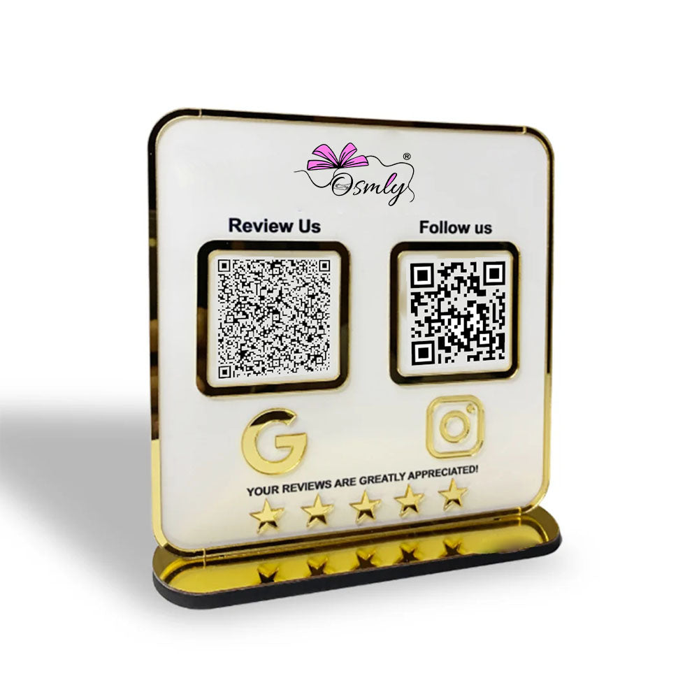 Gold Acrylic White QR Stand