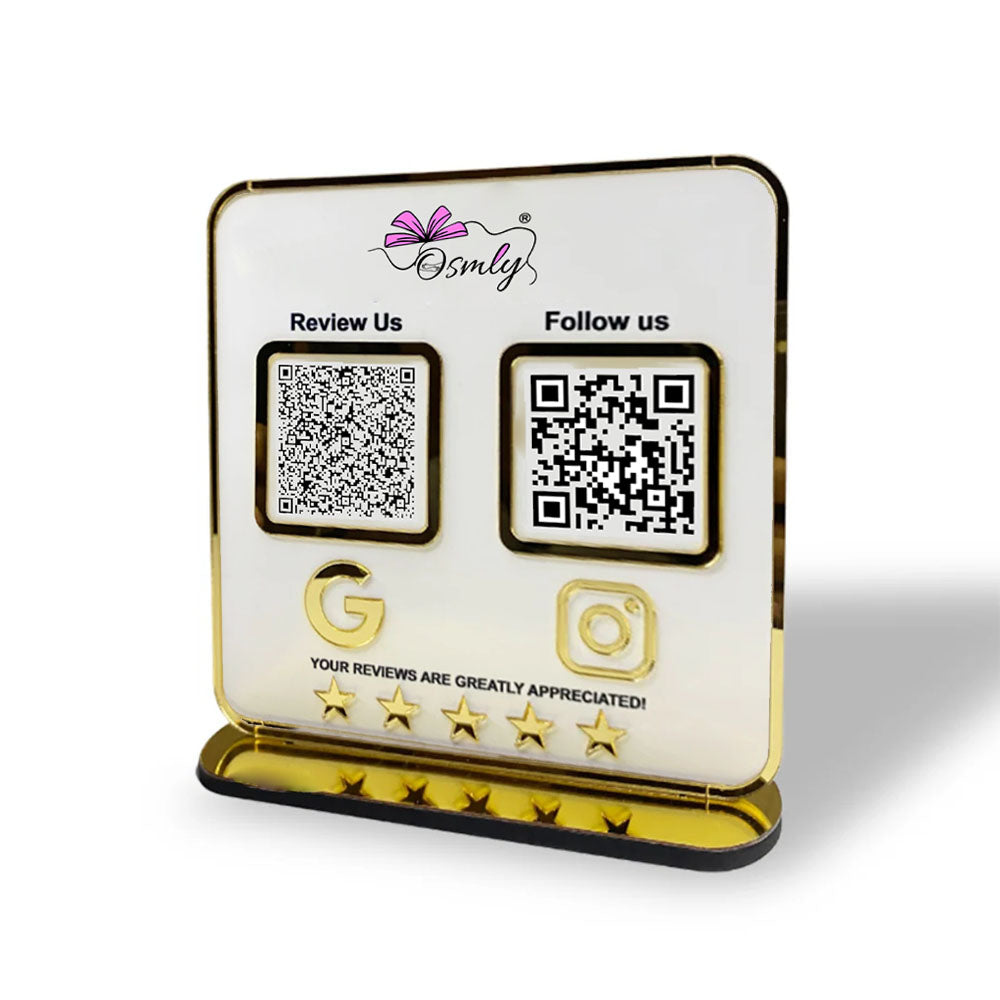 Gold Acrylic White QR Stand