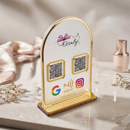 Gold Border Acrylic QR Stand