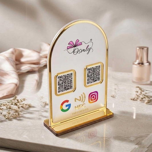Gold Border Acrylic QR Stand