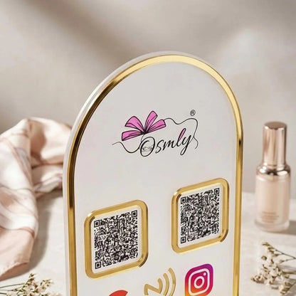 Gold Border Acrylic QR Stand