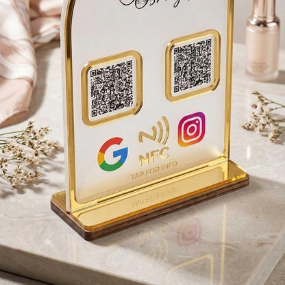 Gold Border Acrylic QR Stand