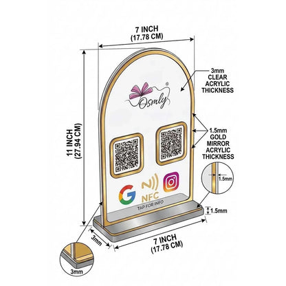 Gold Border Acrylic QR Stand