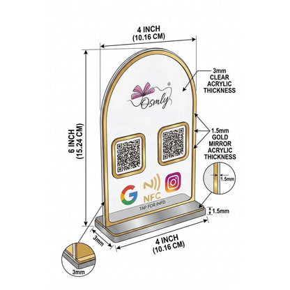 Gold Border Acrylic QR Stand