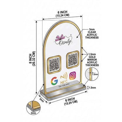 Gold Border Acrylic QR Stand