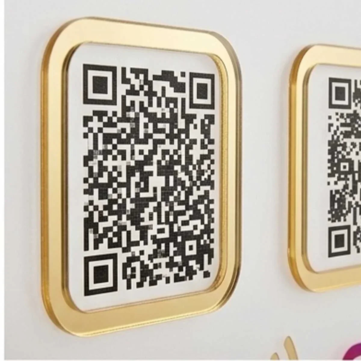 Gold Border Acrylic QR Stand