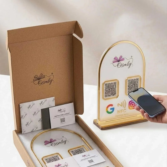 Gold Border Acrylic QR Stand