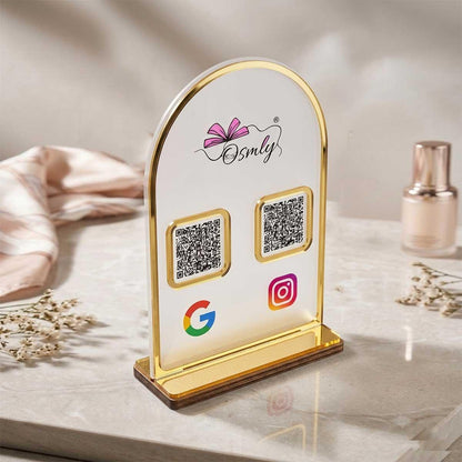 Gold Border Acrylic QR Stand
