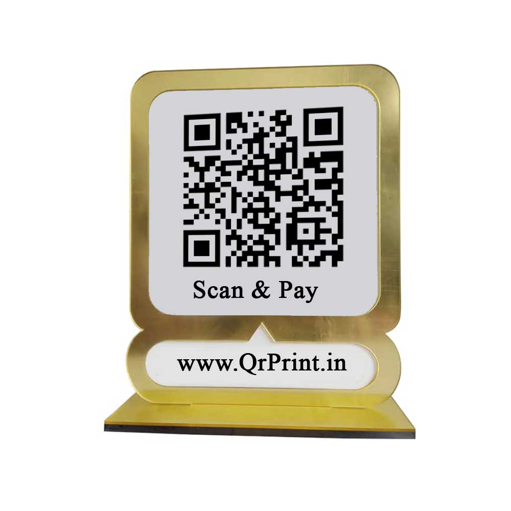 Gold Single QR Code Stand - Qr Print