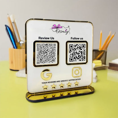 Gold Acrylic White QR Stand