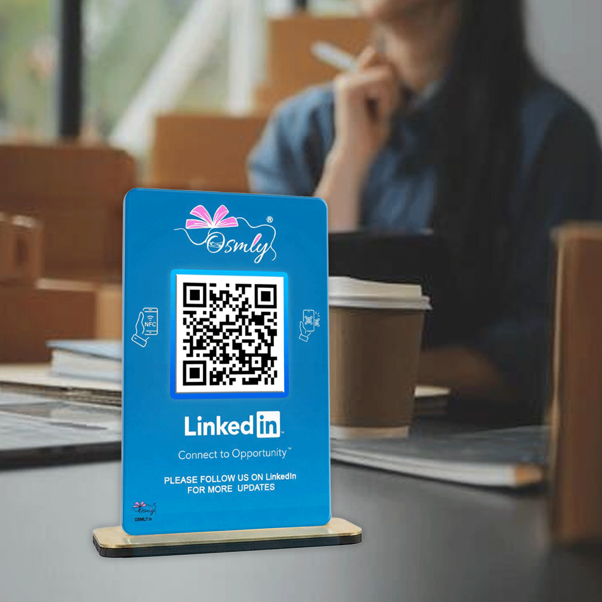 NFC Enabled LinkedIn QR Stand-QR Code Stand-Qr Print-QrPrint