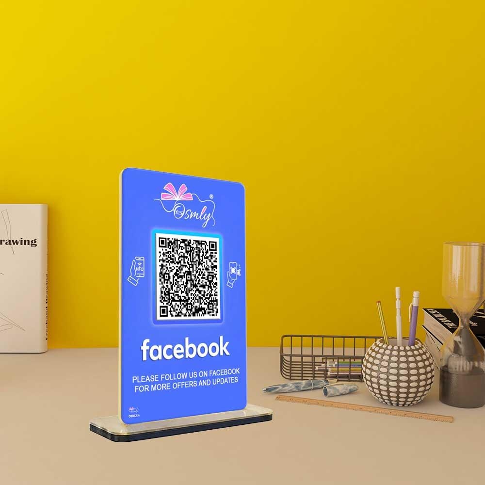 NFC Enabled Facebook QR Stand-QR Code Stand-Qr Print-QrPrint