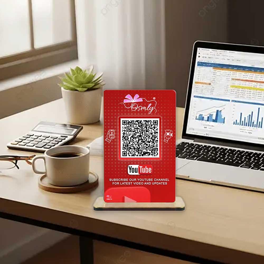 NFC Enabled YouTube QR Stand-QR Code Stand-Qr Print-QrPrint