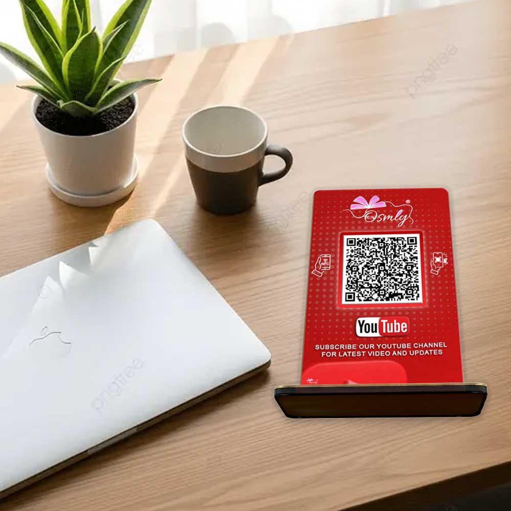 NFC Enabled YouTube QR Stand-QR Code Stand-Qr Print-QrPrint