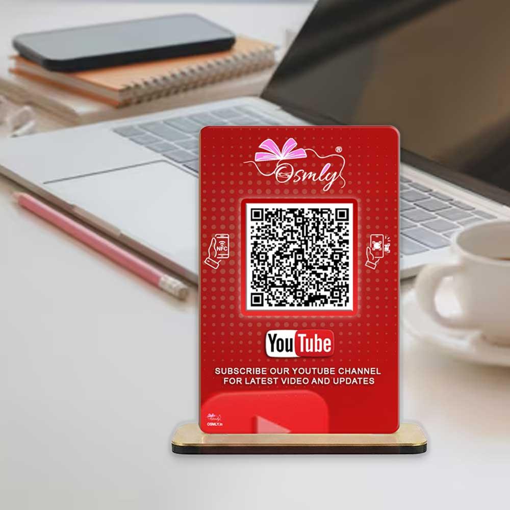 NFC Enabled YouTube QR Stand-QR Code Stand-Qr Print-QrPrint