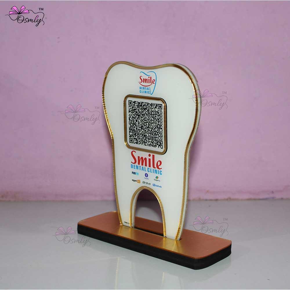 Tooth Shape UPI QR Stand-QR Code Stand-Qr Print-QrPrint