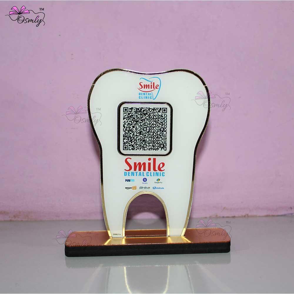 Tooth Shape UPI QR Stand-QR Code Stand-Qr Print-QrPrint