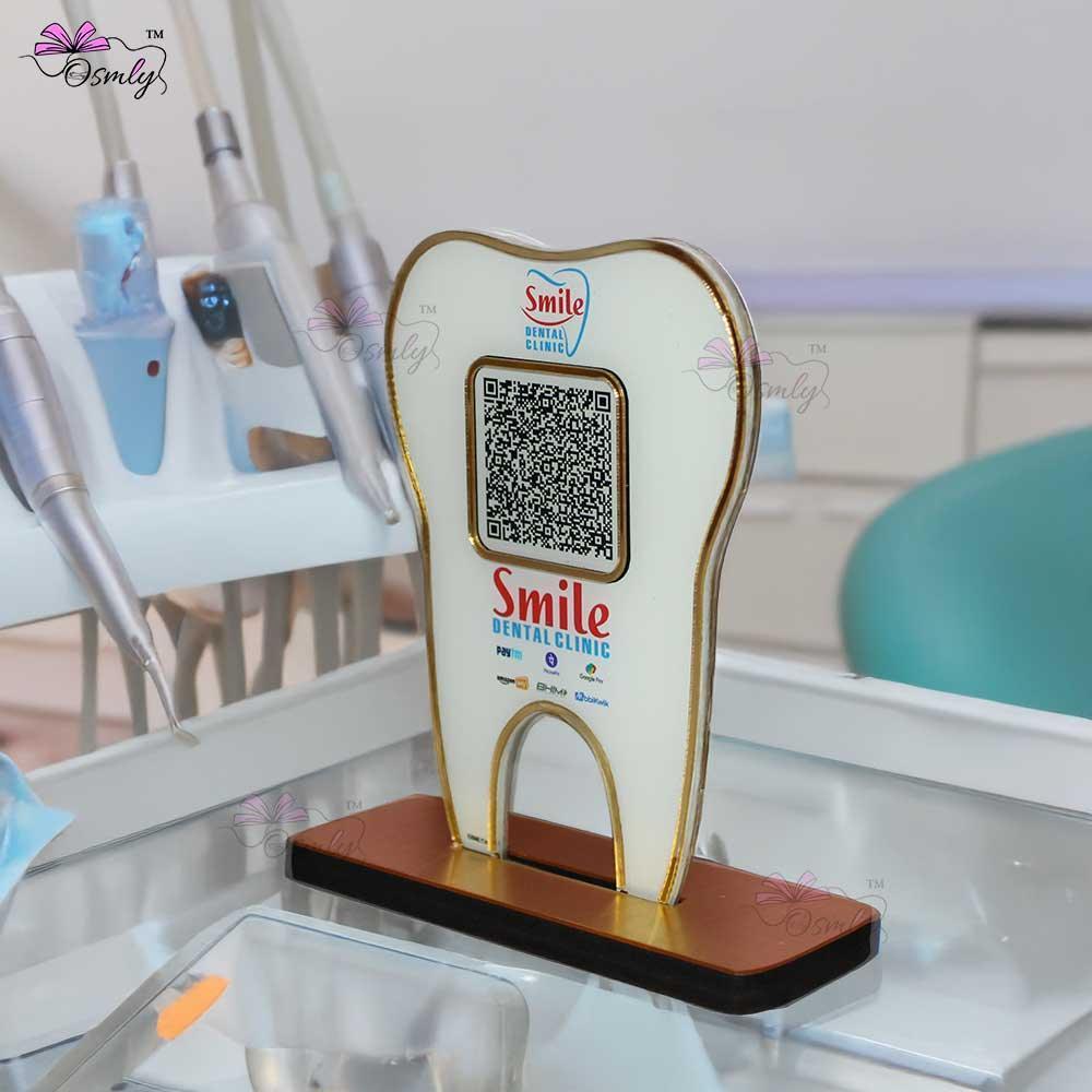 Tooth Shape UPI QR Stand-QR Code Stand-Qr Print-QrPrint
