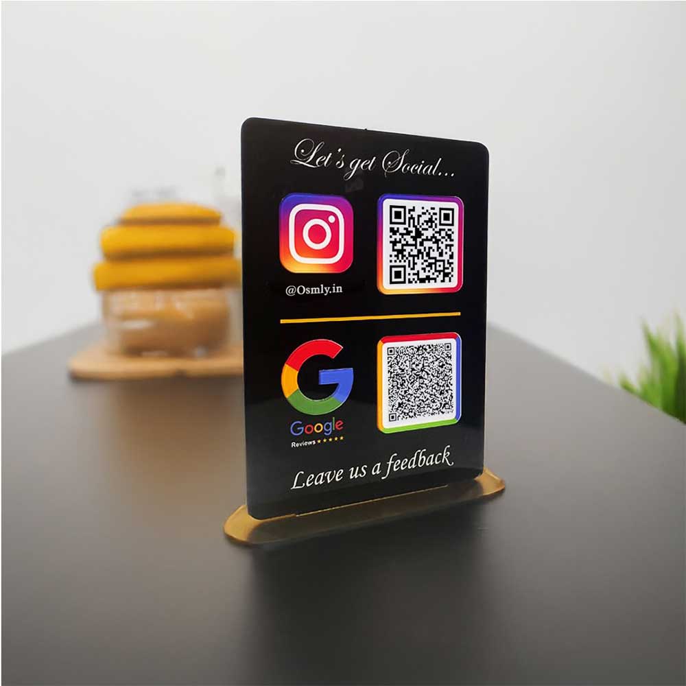 Black Instagram Google QR Stand